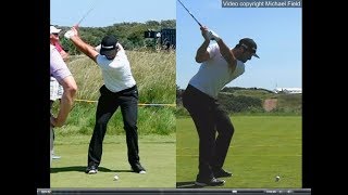 Jon Rahm golf swing  Long Iron faceon amp downtheline July 2017 [upl. by Arabela]