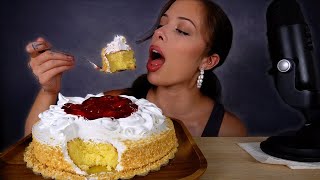 ASMR MUKBANG Strawberry Crunch Cake big bites [upl. by Neron]