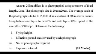 Problems on photogrammetry Advanced surveying  photogrammetric surveying part 20  globemech vtu [upl. by Cavil]