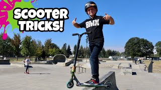 Scooter Skatepark Tricks First Time [upl. by Ehc384]