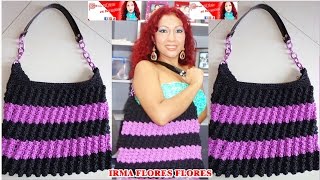 BOLSO  CARTERA EN DOS COLORES TEJIDO A CROCHET PASO A PASO [upl. by Luttrell37]