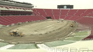 NASCAR preps track at iconic LA Memorial Coliseum [upl. by Kcinimod]