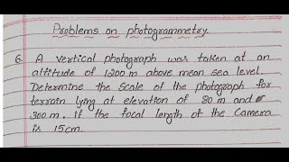 Problems on photogrammetry Advanced surveying  photogrammetric surveying part 12 VTU notes [upl. by Lord]