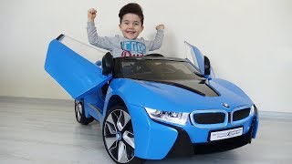 Yusufa yeni BMW i8 akülü araba Kids pretend play with battery powered car [upl. by Neyut]