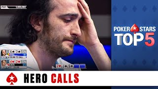 Top 5 Hero Calls ♠️ Poker Top 5 ♠️ PokerStars Global [upl. by Nerahs]