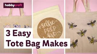 3 Easy Ideas for Personalising a Tote Bag  Hobbycraft [upl. by Samot771]