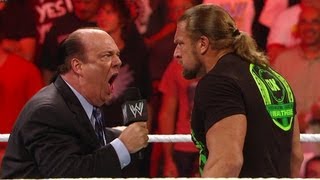 Paul Heyman accepts Triple Hs SummerSlam challenge Raw July 23 2012 [upl. by Syl]