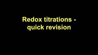 Quick Revision  Redox titrations [upl. by Nelyag19]