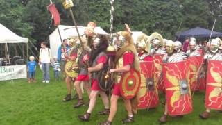 Roman Reenactment at the Amphitheatre in Caerleon Marching In [upl. by Ahtram546]