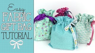 Drawstring Fabric Gift Bag Tutorial  Quick amp EASY Scrap Buster [upl. by Hadihahs]