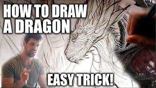 How to Draw a Dragon Step by Step TRICK for Beginners [upl. by Akcinat253]