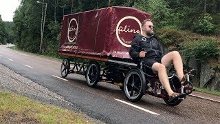 Velove Armadillo electric cargo bike with semitrailer as bike camper [upl. by Fonville663]